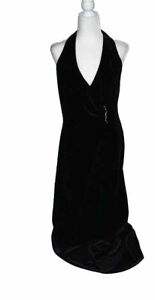 Robbie Bee Evening Velvet Dress, Halter Top, Size 14, Tiered Length,1355