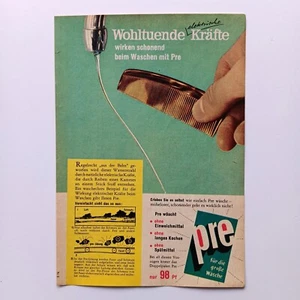 1956 Pre Waschmittel Waschpulver  Werbeanzeige Reklame Advertising - Picture 1 of 1