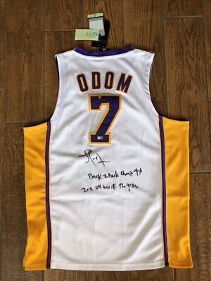 Camiseta Blanca Lamar Odom Firmada LA Lakers Steiner Autógrafo Autenticación 2 Ins Foto 1 de 4