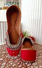Women Indian Jutti leather Ballet Jhumru bells Party US 5-10 DLY Fiery Red
