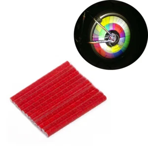 12Pcs Bicycle Sefaty Reflective Wheel Rim Spoke Strip Tube Warning Light RED - Picture 1 of 6