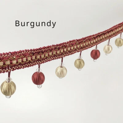 12M Beads Ball Tassel Edging Trims Sew Craft Home Decor Curtain Lampshade Modern - Image 1 of 4