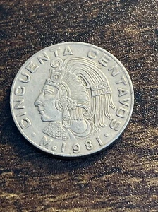 1981 Mexico Cincuenta Centavos Actual Coin TK8683* - Picture 1 of 3