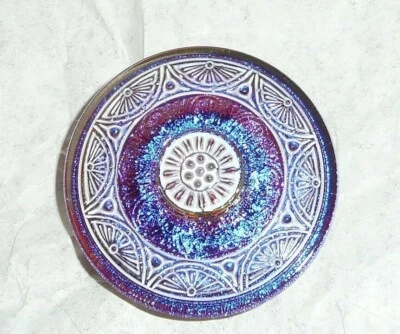 Beautiful Large Czech Glass Vitral Purple w/ White Finish Shank Button 36mm - Image 1 of 4