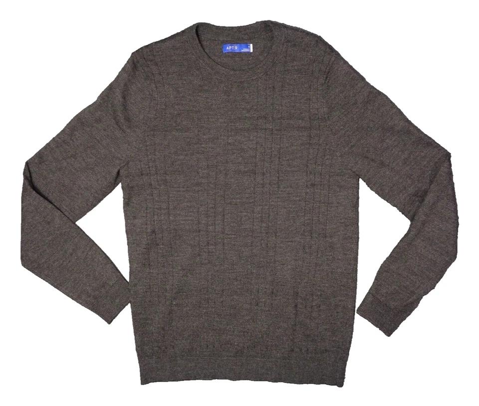 Suéter para mujer mezcla de lana pequeño gris calce estándar manga larga tejido cuello redondo Foto 1 de 4