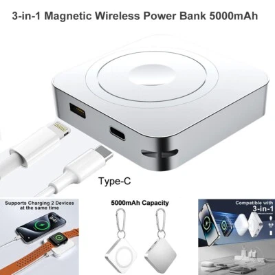 Banco de alimentación inalámbrico magnético para iPhone 16 15 14 13 12 Pro Max cargador MagSafe Foto 1 de 4
