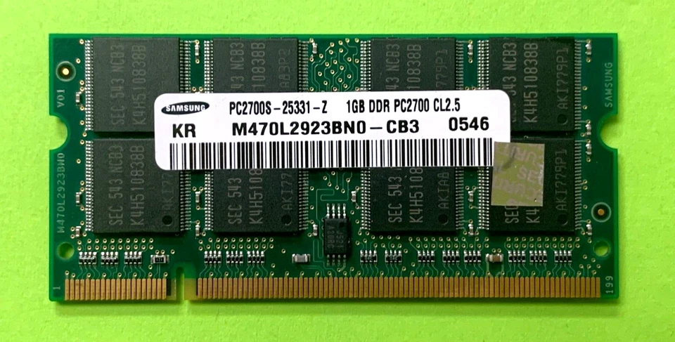 SAMSUNG 1GB PC2700S DDR RAM MEMORY M470L2923BN0-CB3 - Image 1 of 1