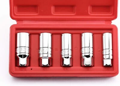 3/8" Drive Spark Plug Socket Set, SAE & Metric, CR-V Steel Mirror Finish, 6-Poin - Image 1 of 3