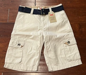 Levi's Beige Brown Relaxed Fit 6 Pocket Boys 10 Belted Zip Chino Cargo Shorts - Picture 1 of 12