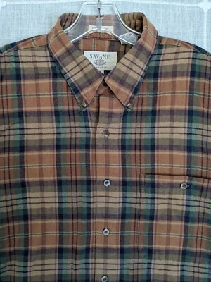 Camisa Savane Para Hombre Grande Naranja Verde A Cuadros Abotonada Tinte Profundo De Colección Informal Foto 1 de 4