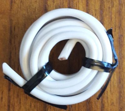 MADE IN THE USA COPPER STRANDED AUTO PRIMARY WIRE 10g GAUGE 8' JIFFY SPOOL WHITE - Image 1 of 2