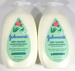 (Lot of 2) Johnson's Skin Nourish Moisturizing Lotion Aloe Scent 16.9 FL OZ Each - Picture 1 of 3