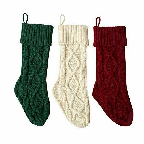 Sun Mate 18 inch Christmas Knit Stockings - 3 Count