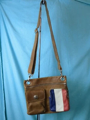 Roots French Flag Tribe Leather Village Crossbody Messenger Bag - Image 1 of 4