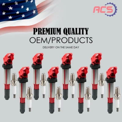 8X High Performance Ignition Coil +Spark Plug for BMW 550i 650i X5 4.8L V8 UF515 - Изображение 1 из 4