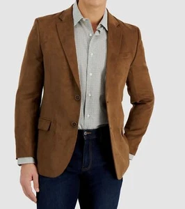 Nautica Men's Brown Faux-Suede Modern Sport Coat Jacket Suit Size 46L - Picture 1 of 3