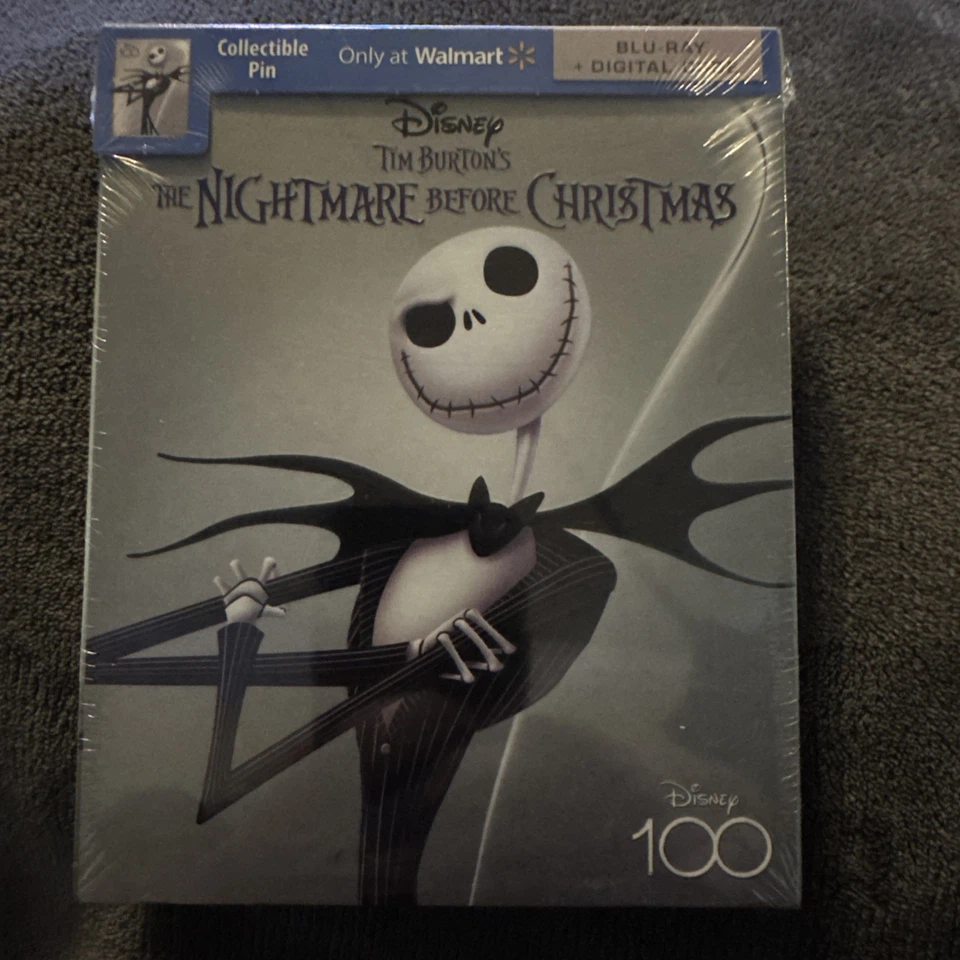 DISNEY 100 THE NIGHTMARE BEFORE CHRISTMAS BLUE RAY DVD WITH COLLECTIBLE PIN