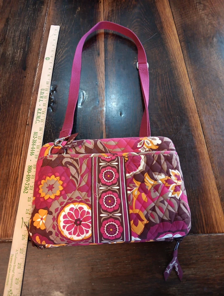 Vera Bradley Estuche Rígido Acolchado Mini Laptop iPad Tablet Bolso Rojo/Marrón Floral Foto 1 de 4