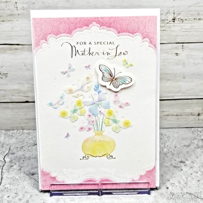 Tarjeta de felicitación de cumpleaños Hallmark 6x8 suegra especial rosa floral Foto 1 de 4