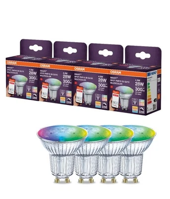 4er Set OSRAM SMART+ LED Strahler GU10 Zigbee DIMM 4,9W wie 28W RGBW Multicolor - Bild 1 von 4