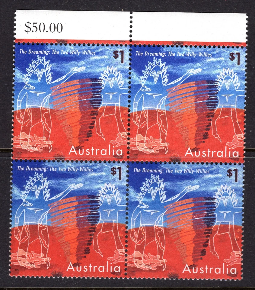 The Dreaming Australia 1988 arte aborigen Willy Willy Block MNH Foto 1 de 1