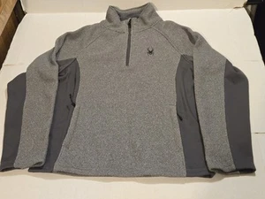 Spyder Mens Sweater Gray Black Size Medium Gait Knit Half Zip Jacket Polyester - Picture 1 of 8