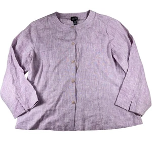 Eileen Fisher S 100% Irish Linen Button Front Relaxed Fit Jacket Top Shacket - Picture 1 of 7