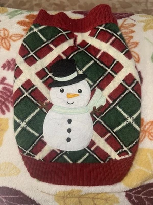Snowman Argyle Dog Sweater Christmas Winter Xs - Image 1 of 3