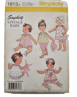 Baby Girl PatternSimplicity Vintage Baby 1813A 5 Variation Size XXS-L( NB-18 M) - Image 1 of 3