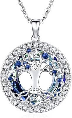 Pingente Árvore da Vida com Colar de Safira - Joias Femininas Prata Esterlina 925 - Imagem 1 de 4