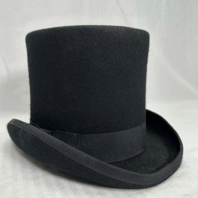 Sombrero Época Compañía Fieltro Lana Corona Alta Sombrero Talla S/M Pequeño Mediano Foto 1 de 4