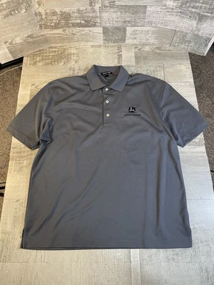 John Deere Men’s Large Gray Short Sleeve Polo Golf Work Shirt Excellent Shape - Image 1 of 4