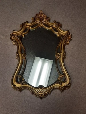 Moldura de espelho vintage dourada dourada 15 x 21 Itália barroca usada  - Imagem 1 de 4