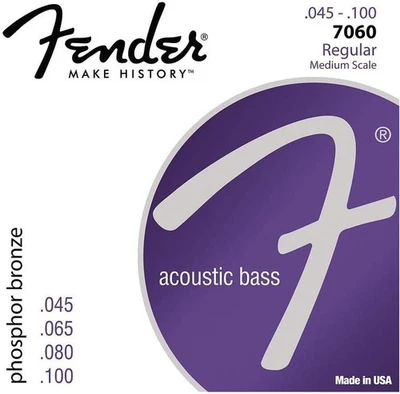 Fender  7060 Acoustic Bass Strings, Phosphor Bronze, .45-.100 Gauges, (4) - USA - Image 1 of 3
