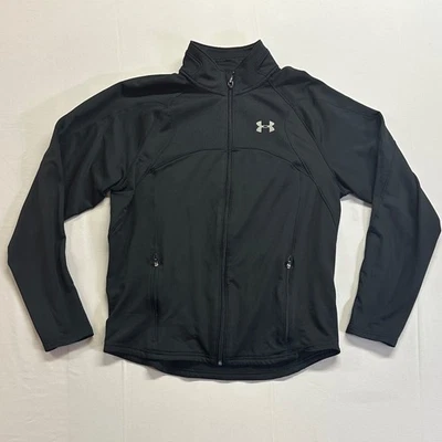 Chaqueta Under Armour para mujer grande negra Cold Gear cremallera completa bolsillos para correr pista Foto 1 de 4