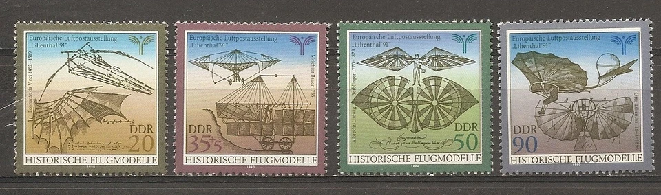 GDR 1990 LILIENTHAL '91 Airmail Exhibition MNH Scott#2800-2803 - Image 1 of 1