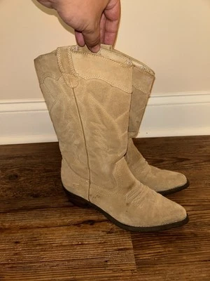 ROXY Botas Mareadas Beige Gamuza Cuero Vaquero Botas para Mujer Talla 7 Foto 1 de 4