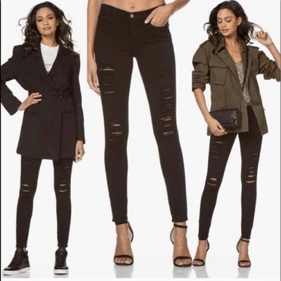 Frame Le Skinny De Jeanne Black Distressed Jeans Woman's Size 27 Film Noir - Image 1 of 4