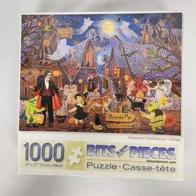 New Sealed Bits and Pieces 1000 Pc Puzzle "Haunted Halloween Village" 20" x 27" - Image 1 of 4