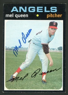 Mel Queen Signed Auto 1971 Topps California Angels Card #736 TOUGH HIGH # - Image 1 of 2