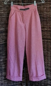 NWT Lili Gaufrette Wool Tweed Wide Leg Pants GIrls 10 Pink Silk LIned French NEW - Picture 1 of 11