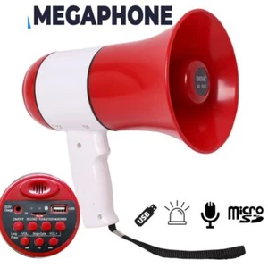 50W Megaphone Speaker with Voice Recorder Loudhailer Microphone - Picture 1 of 9
