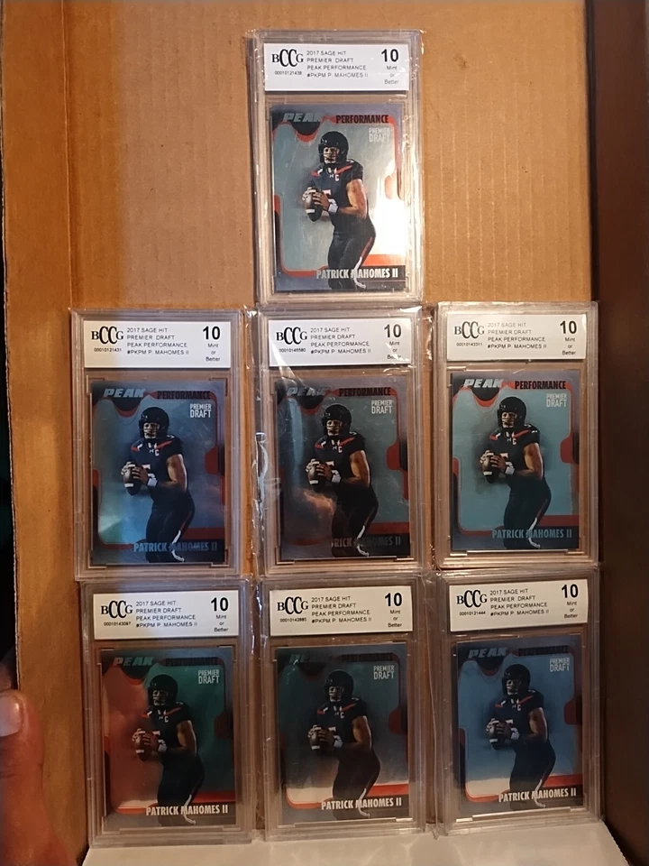 2017 SAGE HIT Premier Draft Peak Performance Patrick Mahomes Graded BCCG 10 Qty  - Image 1 of 3