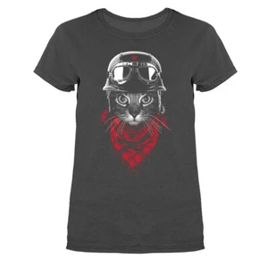 T-Shirt Abenteurer Katze Biker Motorrad Tiere Haustier lustig Witz Humor humorvoll - Bild 1 von 10
