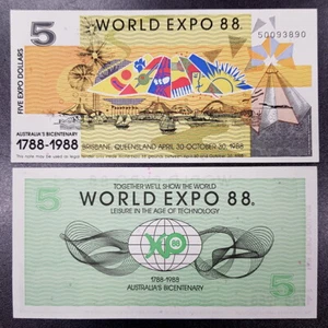 AUSTRALIA • 1988 • Dinero Divertido Promocional • $5 ""Billete"" • Exposición Mundial 88 - Imagen 1 de 1