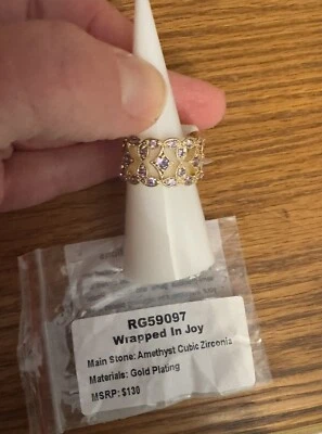 Bomb Party Ring Sz 6 February 2025 Wrapped In Joy Amethyst On Gold Plating - Image 1 of 2