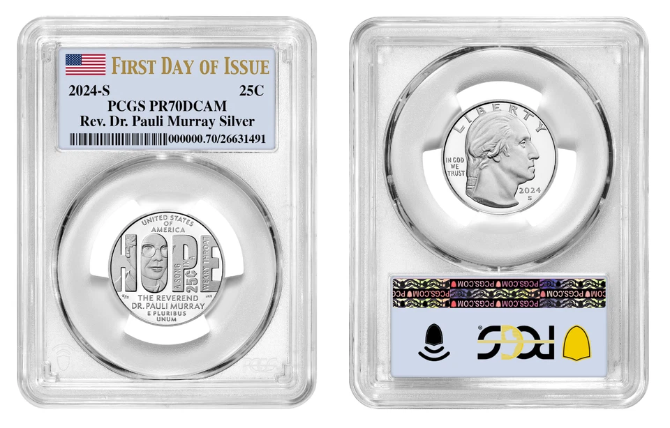 2024 S Silver Quarter 25c Rev. Pauli Murray PCGS PR70dcam First Day Of Issue - Image 1 of 1