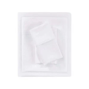 Beautyrest Sheet Sets 16"Lx16"W King Deep Pocket Solid Color Cotton White 4-PCS - Picture 1 of 6