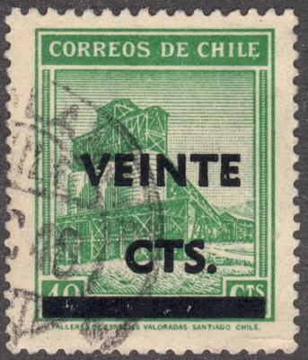 Chile SC# 253 1948 - Industria de nitratos - 203 con recargo en negro - Usado Foto 1 de 2