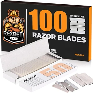 REXBETI 100PCS Single Edge Razor Blades, Industrial Razor Blades for Scraper, Su - Picture 1 of 7